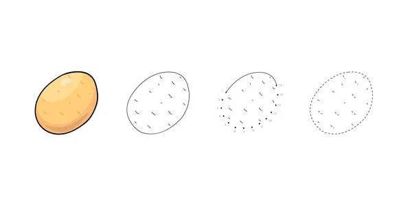 Conjunto vectorial de patatas sobre fondo blanco dibujo de los niños. Niños verduras juego educativo página . — Vector de stock