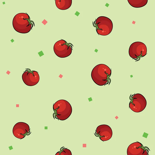 Ensemble de légumes sans couture de tomates sur fond jaune. Illustration vectorielle . — Image vectorielle