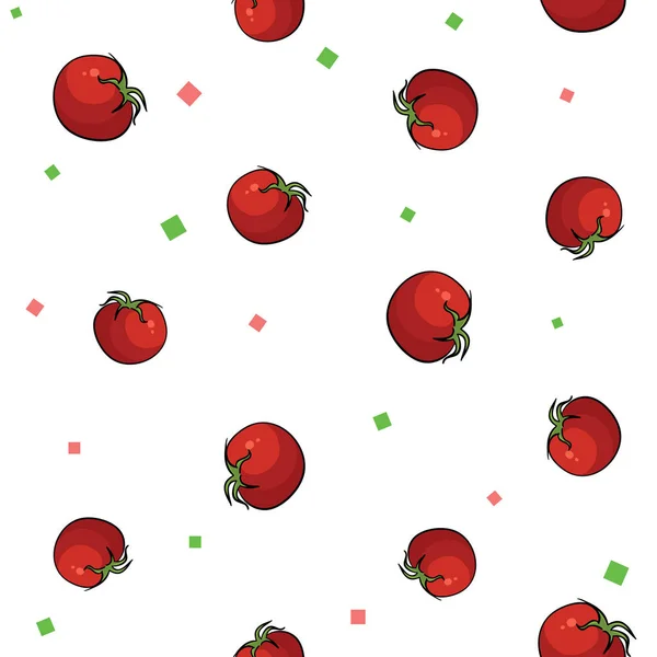 Conjunto de verduras sin costura de tomates sobre fondo blanco. Ilustración vectorial . — Archivo Imágenes Vectoriales