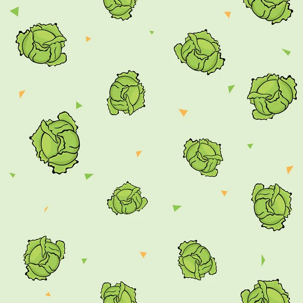 Бесшовные овощи набор капусты на зеленом фоне. Векторная иллюстрация . — стоковый вектор