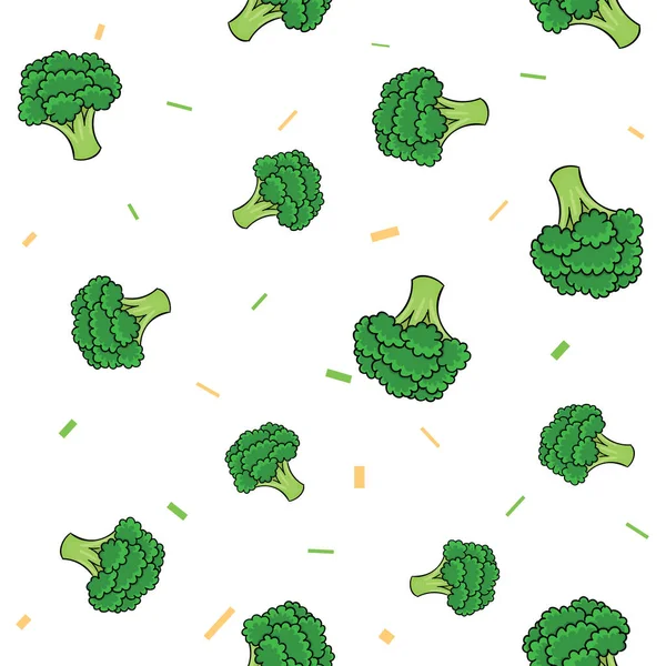 Conjunto de verduras sin costura de brócoli sobre fondo blanco. Ilustración vectorial . — Vector de stock
