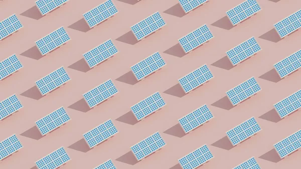 同じ太陽電池パネルの束 レンダリング図 — ストック写真
