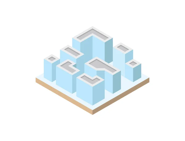 Reihe von hochwertigen Stadtblöcken. Vektorillustration isometrischer Gebäude. — Stockvektor
