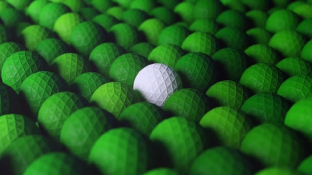 Abstract white and green low poly balls smoothly moving up and down. 3D loop animation. — Stock Footage Abstract White Green Low Poly Balls Smoothly Moving Loop Animation Stock Footage