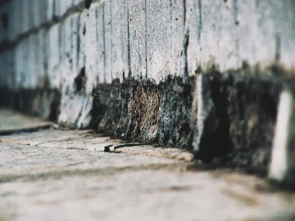Підлога Плитки Старою Цегляною Кам Яною Стіною Ефектом Розмитої Камери — стокове фото