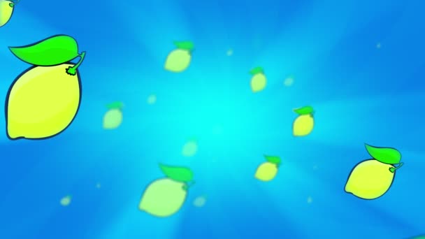 Deliciosos Limones Moviéndose Lentamente Desde Resplandor Girando Fondo Animación Bucle — Vídeos de Stock