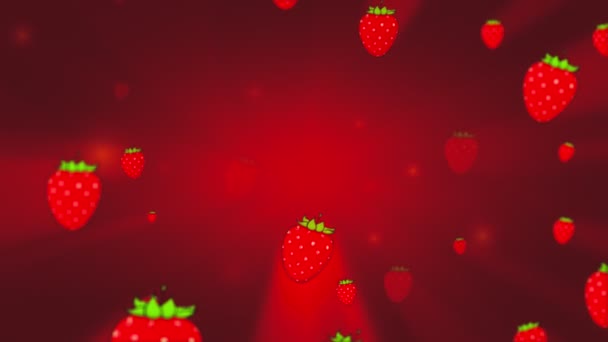 Vivido Succosa Fragola Agevolmente Passando Dal Bagliore Luminoso Rotante Sullo — Video Stock