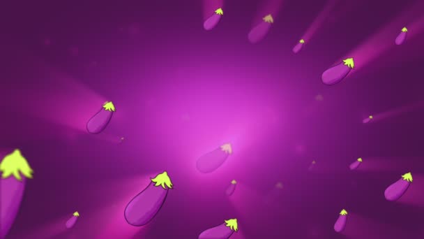 Aubergine Juteuse Déplaçant Douceur Sur Fond Violet Animation Boucle — Video