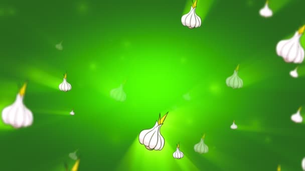 Πικάντικο Σκόρδο Κινείται Ομαλά Στο Πράσινο Φόντο Animation Βρόχου — Αρχείο Βίντεο