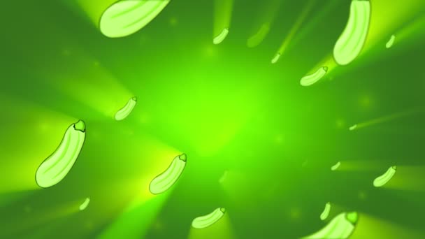 Πολύχρωμα Κολοκυθάκια Κινούνται Ομαλά Στο Πράσινο Φόντο Looping Animation — Αρχείο Βίντεο