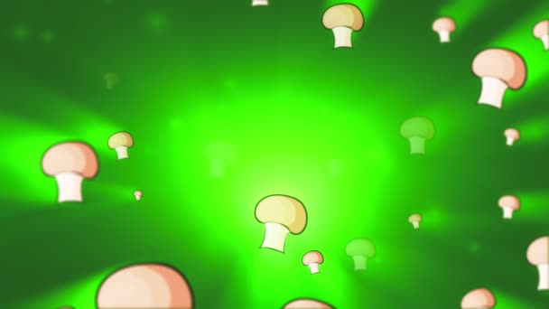 Champignon Picante Mueve Suavemente Sobre Fondo Verde Animación Bucle — Vídeos de Stock