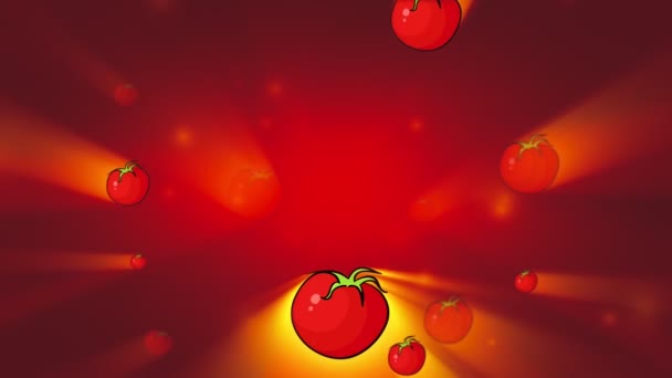 Juicy Tomato Smoothly Moving Red Background Seamless Loop Animation — Stock Video