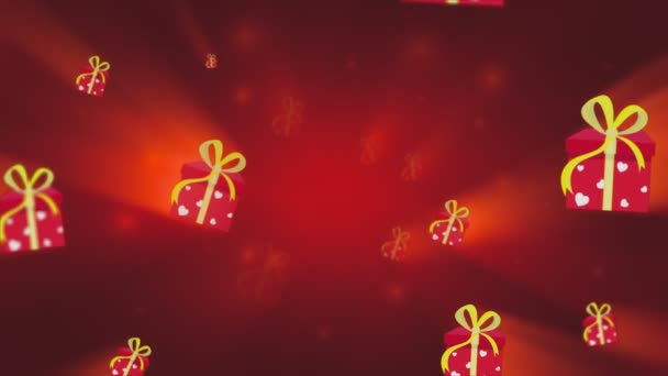 Sweets Box Smoothly Moves Forward Red Background Valentine Day Couple — Stock Video