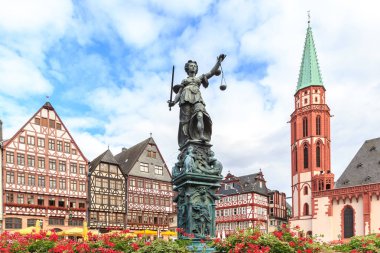 old town square romerberg with Justitia statue clipart