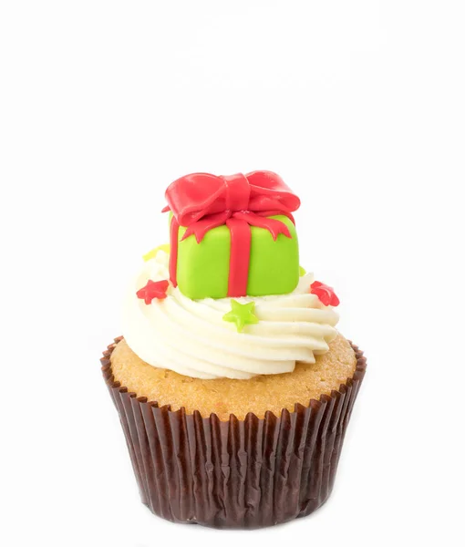 Kerstmis van cupcake op de witte — Stockfoto