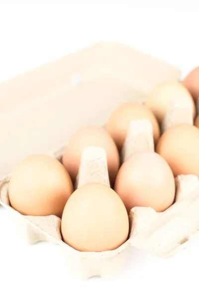 Αυγά κοτόπουλου για αγορά σε λευκό φόντο Royalty Free Φωτογραφίες Αρχείου