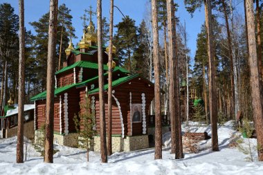 Ahşap Rus Ortodoks Hıristiyan Kilisesi, St Sergius Radonezhsky Ganina Yama manastırda.