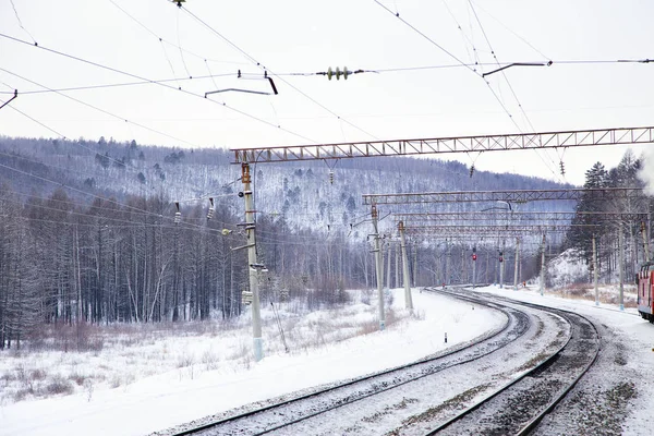 Ferrocarril Sinuoso Región Baikal Horizontalmente —  Fotos de Stock
