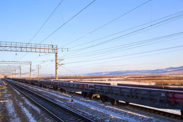 Ferrocarril Sinuoso Región Baikal Horizontalmente Imágenes De Stock Sin Royalties Gratis
