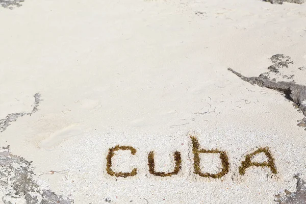 Inscription Cuba Beach Sand Horizontal Vertical — Stock Photo, Image