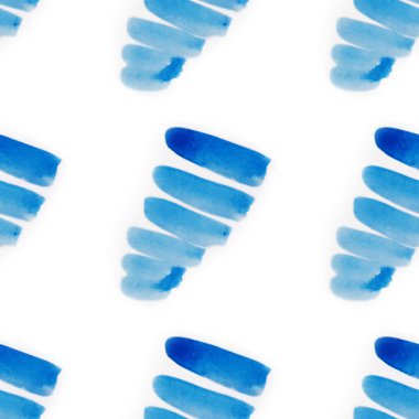 El yapımı suluboya, pürüzsüz arka plan fırça darbeleri. Beyaz arka planda mavi darbeler. Resim, kumaş ve ambalaj için uygundur. Moda, moda 2020 Rengi: Klasik mavi.