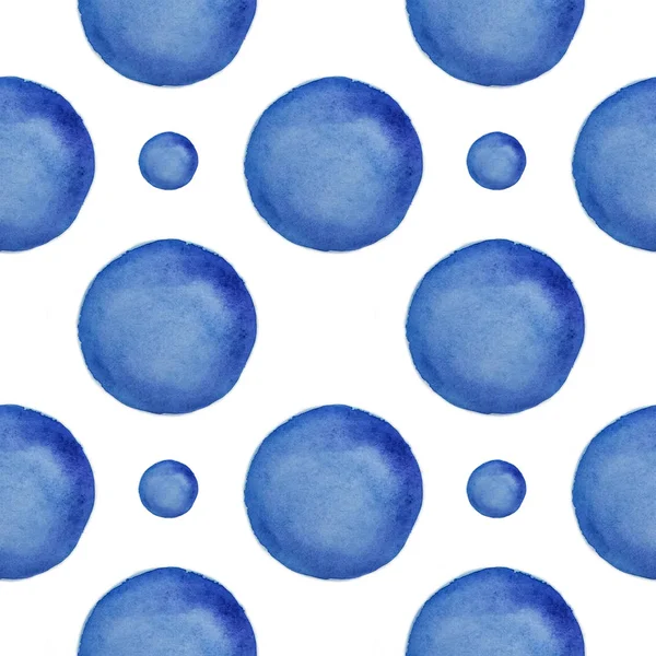 Mão Desenhado Aquarela Sem Costura Polka Dot Fundo Círculos Azuis Imagens De Bancos De Imagens