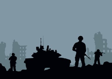 Tank, askerler ve th imha çizimi