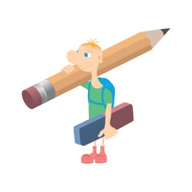 Bir kalem ile mizahi küçük adam