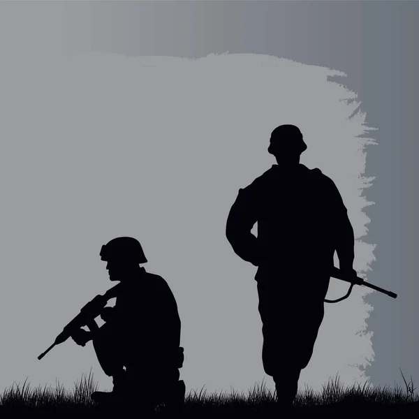 Soldaten über die Durchführung des Kampfeinsatzes. — Stockvektor