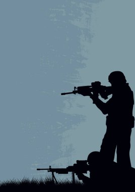 İllüstrasyon, askerler ateş açmaya hazır.