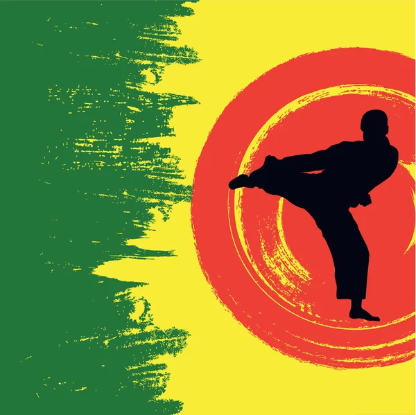 Illustrazione di un uomo che dimostra karate . — Vettoriale Stock