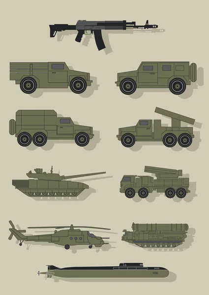 Infográficos de equipamentos militares . — Vetor de Stock