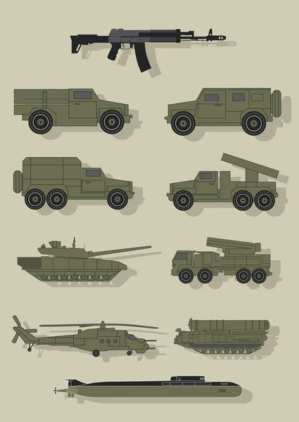 Infographics askeri teçhizat. — Stok Vektör