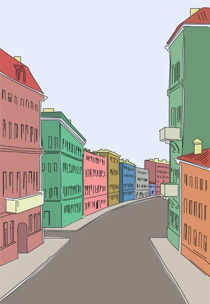 Ilustrace, ulice starého města. — Stockový vektor
