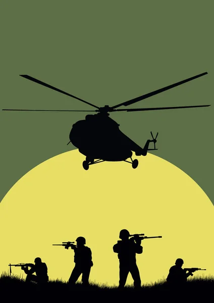 Soldats sur l'exécution de la mission de combat . — Image vectorielle
