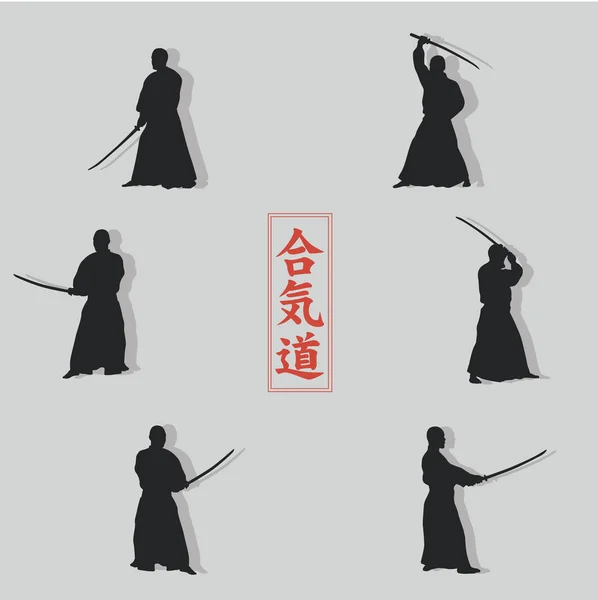 Images d'hommes avec une épée . — Image vectorielle