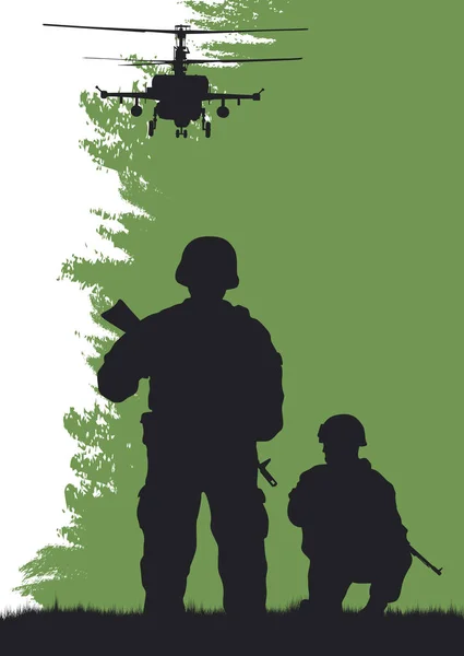 Soldiers on the performance of the combat mission. Royalty Free Stock Vectors