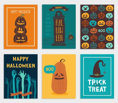 Küme Cadılar Bayramı kartları.