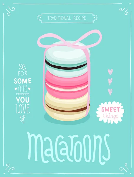 Macaroons Poster - plantilla para tu diseño . — Vector de stock