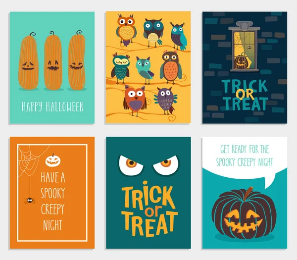 Conjunto de tarjetas Halloween . — Vector de stock
