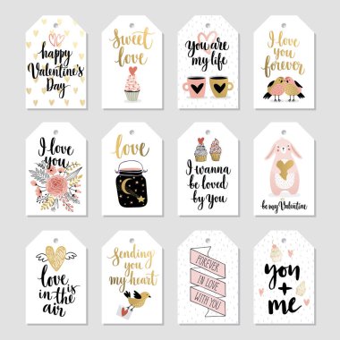 Sevgililer günü Callygraphic çiçek set - elle çizilmiş