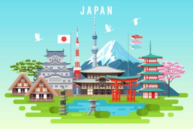 Japonya seyahat Infographic.