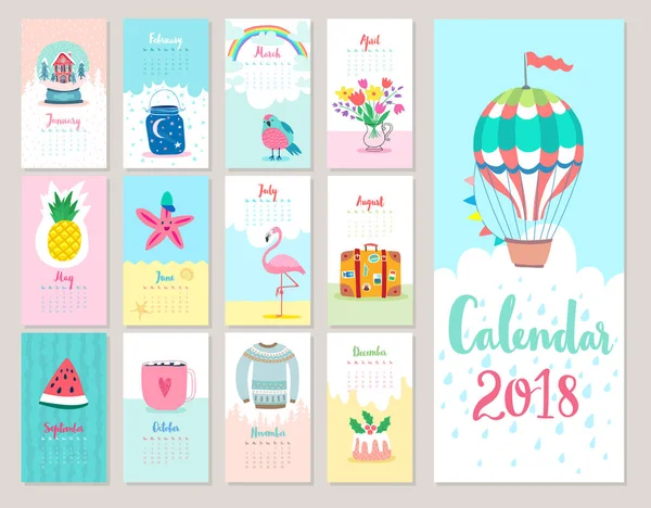 Calendario de Navidad 2018 . — Vector de stock