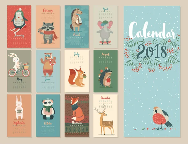 Calendario de Navidad 2018 . — Vector de stock