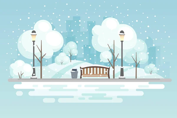 Winter City park. — Stock Vector