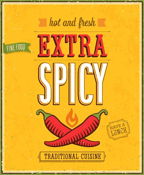 Vintage Extra Spicy Poster. — Stockvector
