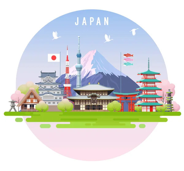 Japan travel infographic. — Stock Vector