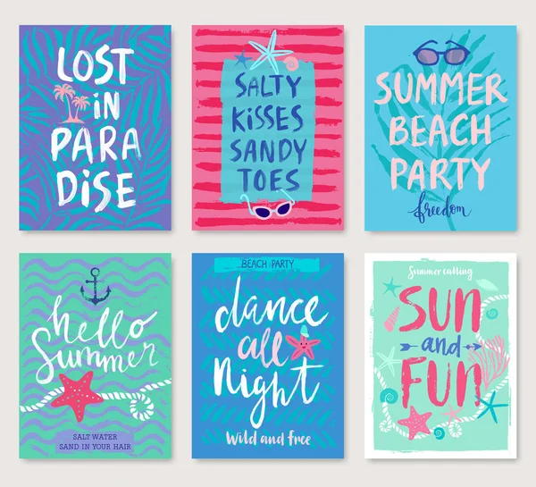 Summer hand drawn calligraphyc card set. — Stock Vector