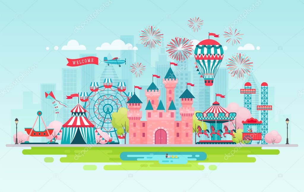 Amusement park landscape banner