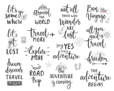 Tasarım kümesi yazı seyahat